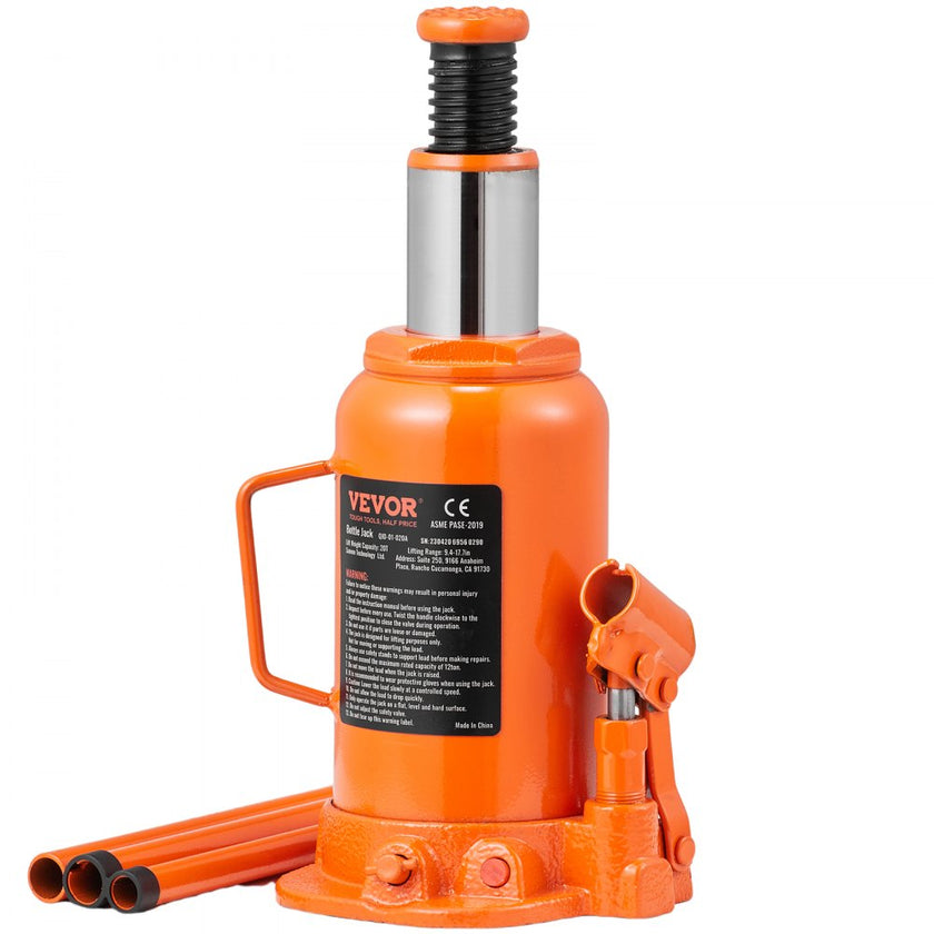 VEVOR Hydraulic Bottle Jack, 20 Ton/44092 LBS All Welded Bottle Jack, 7.5-14 inch Lifting Range, with 3-section Long Handle, for Car, Pickup Truck, Truck, RV, Auto Repair, Industrial Engineering