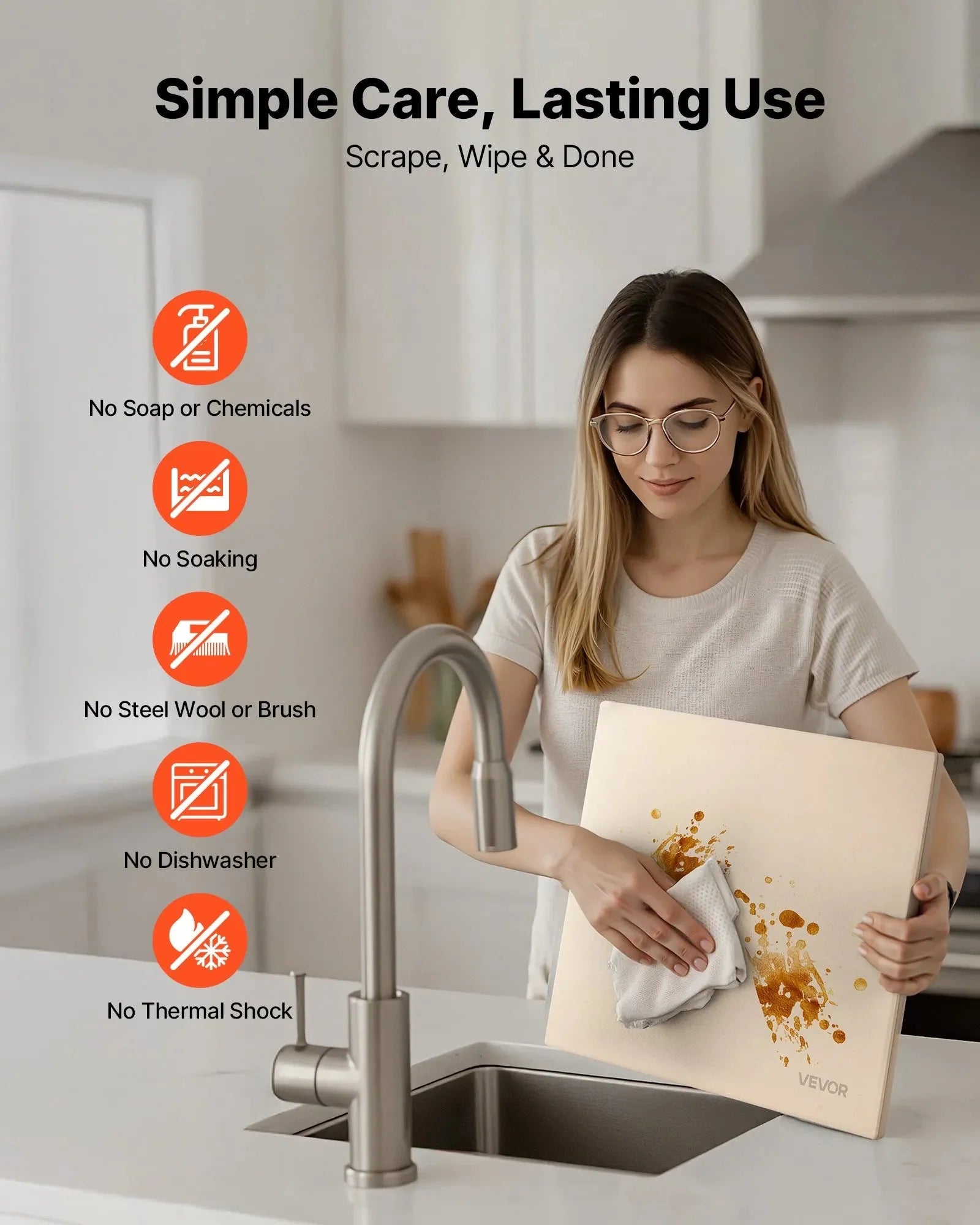 VEVOR Pizza Stone, 16 x 14 in Rectangular Cordierite Pizza Stone, Extra Large Baking-Stone with Scraper, 0.6 in Thick Heat-Resistant Cordierite, for Kitchen Oven, Baking Bread & Pizzas, BBQ Grilling