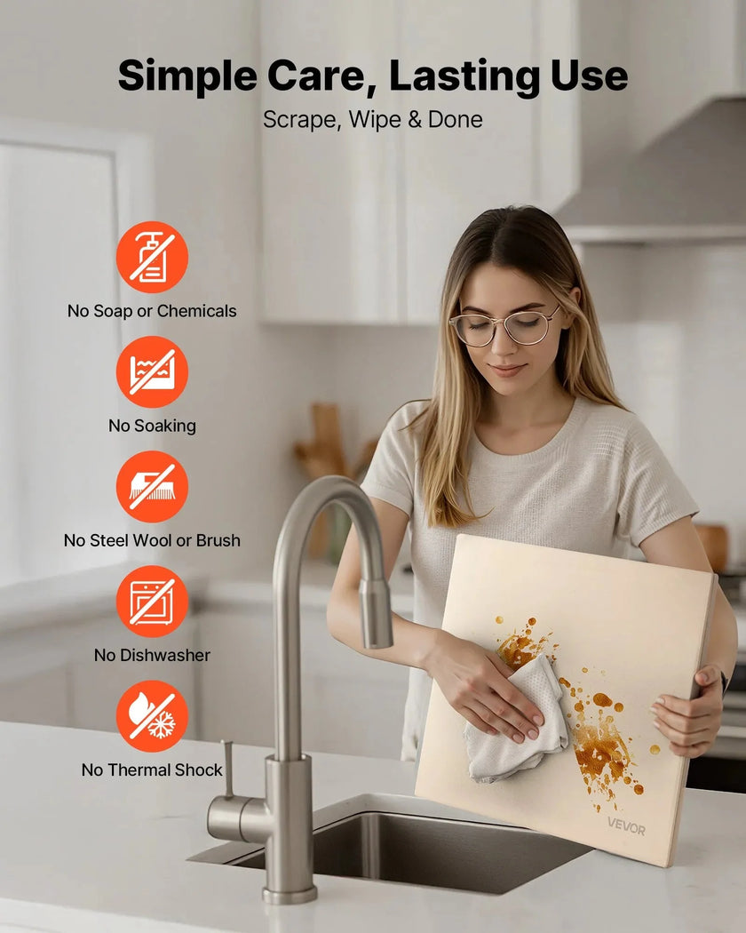 VEVOR Pizza Stone, 16 x 14 in Rectangular Cordierite Pizza Stone, Extra Large Baking-Stone with Scraper, 0.6 in Thick Heat-Resistant Cordierite, for Kitchen Oven, Baking Bread & Pizzas, BBQ Grilling