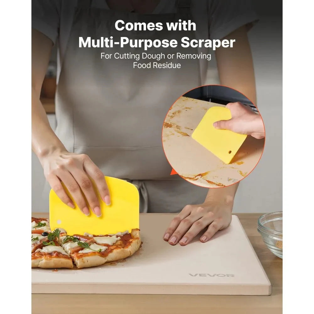 VEVOR Pizza Stone, 20 x 14 in Rectangular Cordierite Pizza Stone, Extra Large Baking-Stone with PP Scraper, 0.67 in Thick Heat-Resistant Cordierite, for Oven, Baking Bread & Pizzas, BBQ Grilling