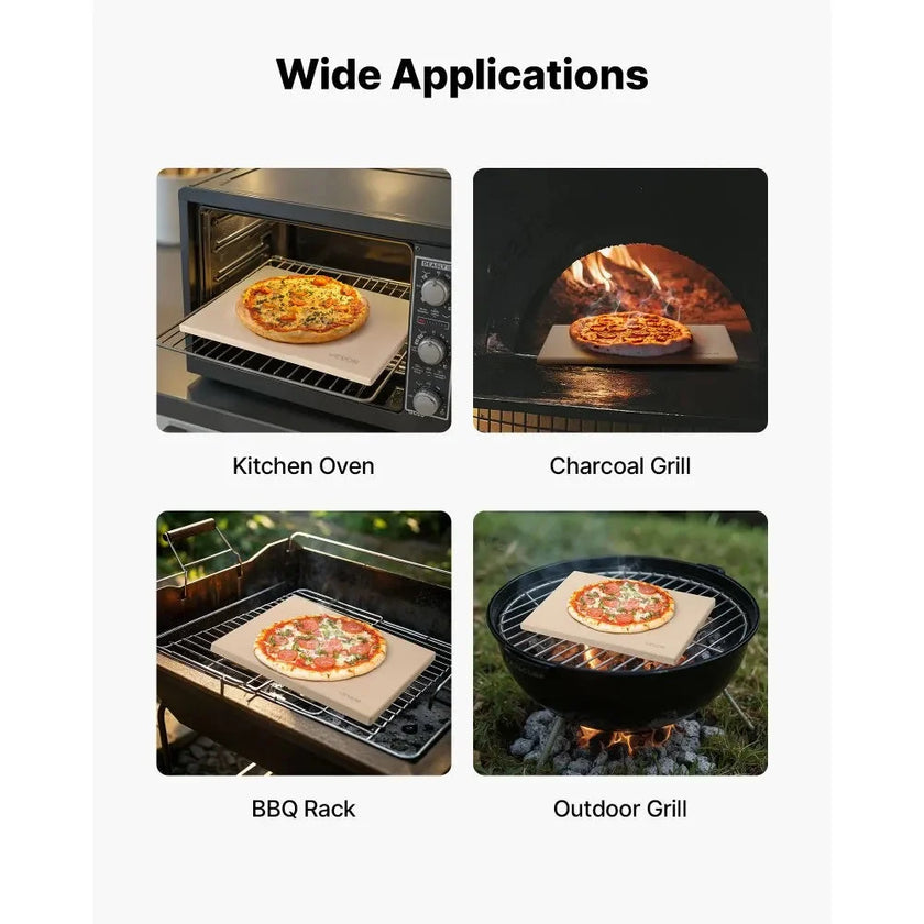 VEVOR Pizza Stone, 20 x 14 in Rectangular Cordierite Pizza Stone, Extra Large Baking-Stone with PP Scraper, 0.67 in Thick Heat-Resistant Cordierite, for Oven, Baking Bread & Pizzas, BBQ Grilling