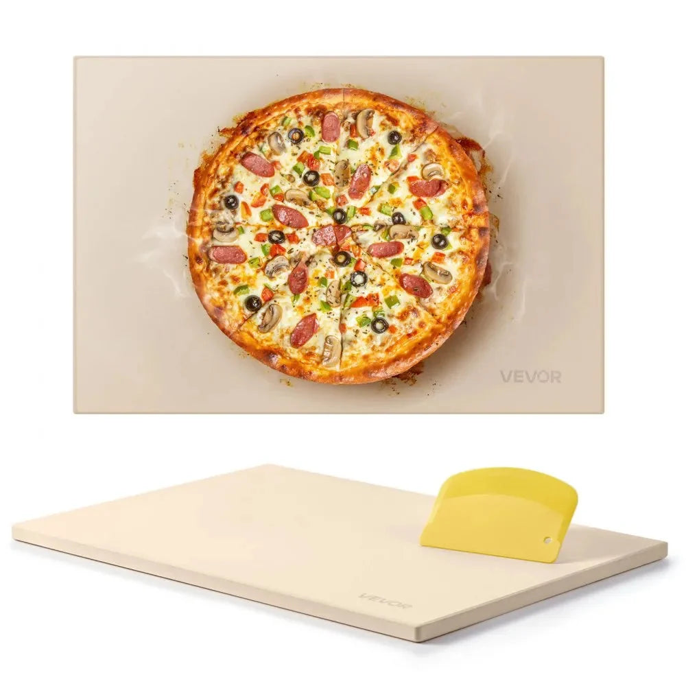 VEVOR Pizza Stone, 20 x 14 in Rectangular Cordierite Pizza Stone, Extra Large Baking-Stone with PP Scraper, 0.67 in Thick Heat-Resistant Cordierite, for Oven, Baking Bread & Pizzas, BBQ Grilling