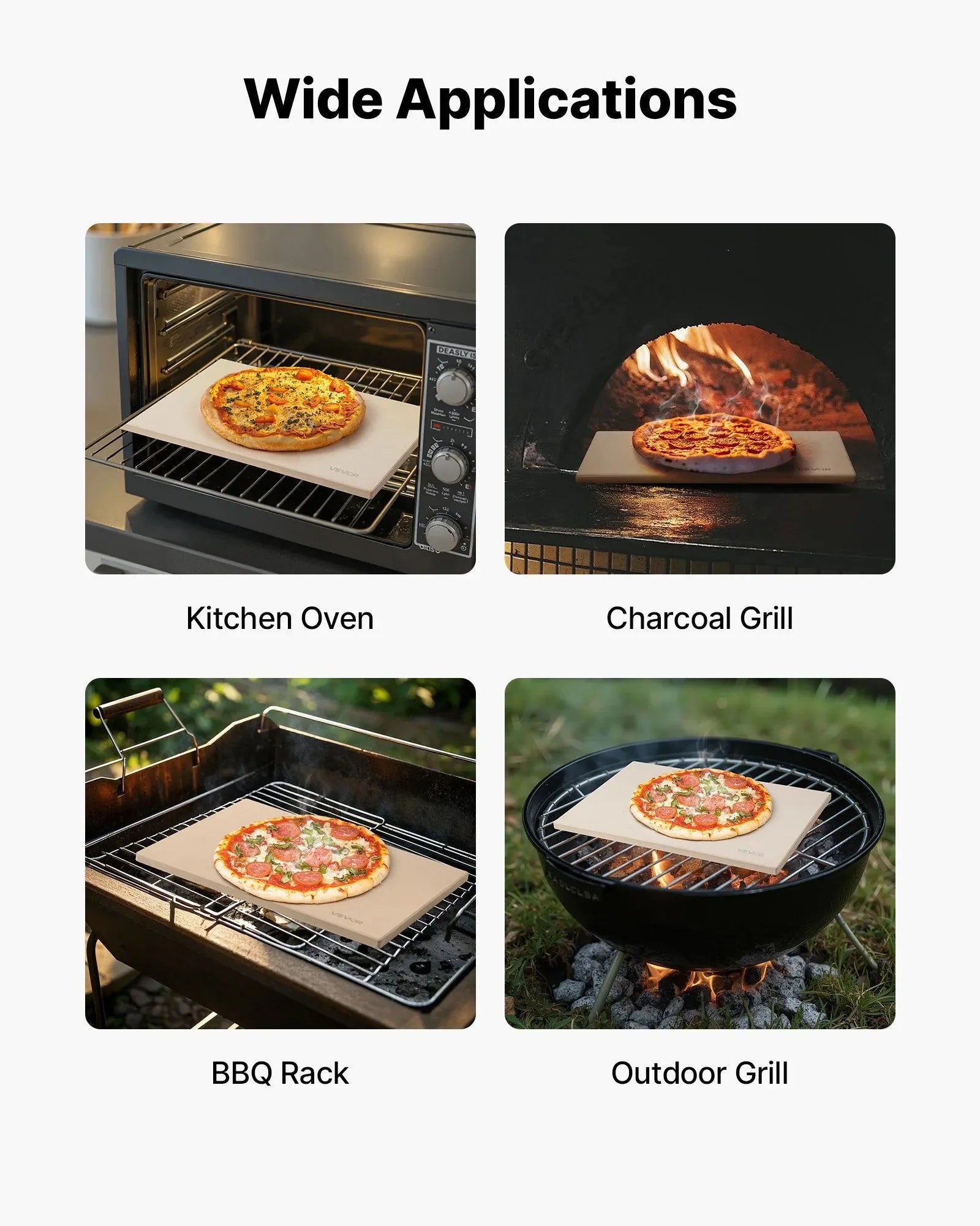 VEVOR Pizza Stone, 20 x 14 in Rectangular Cordierite Pizza Stone, Extra Large Baking-Stone with Aluminum Peel, 0.6 in Thick Heat-Resistant Cordierite, for Oven, Baking Bread & Pizzas, BBQ Grilling