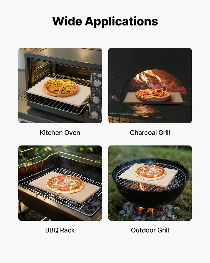 VEVOR Pizza Stone, 20 x 14 in Rectangular Cordierite Pizza Stone, Extra Large Baking-Stone with Aluminum Peel, 0.6 in Thick Heat-Resistant Cordierite, for Oven, Baking Bread & Pizzas, BBQ Grilling