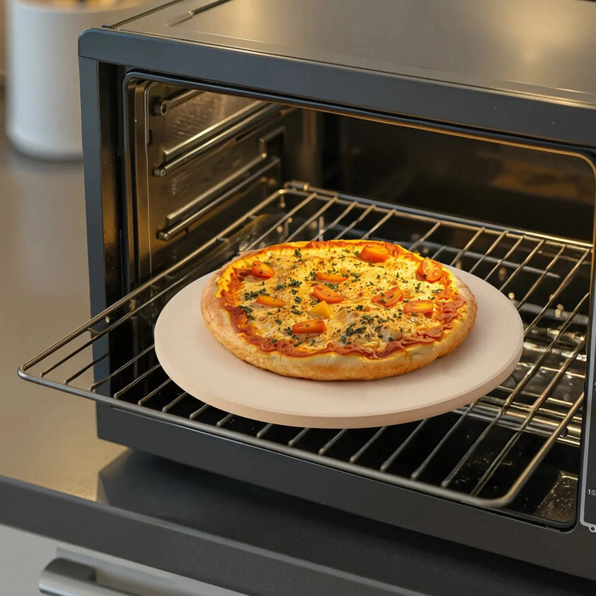 VEVOR Pizza Stone, 15 in Round Cordierite Pizza Stone, Extra Large Baking-Stone with Aluminum Peel, 0.67 in Thickness Heat-Resistant Cooking Cordierite, for Kitchen Oven, Baking Pizzas, BBQ Grilling
