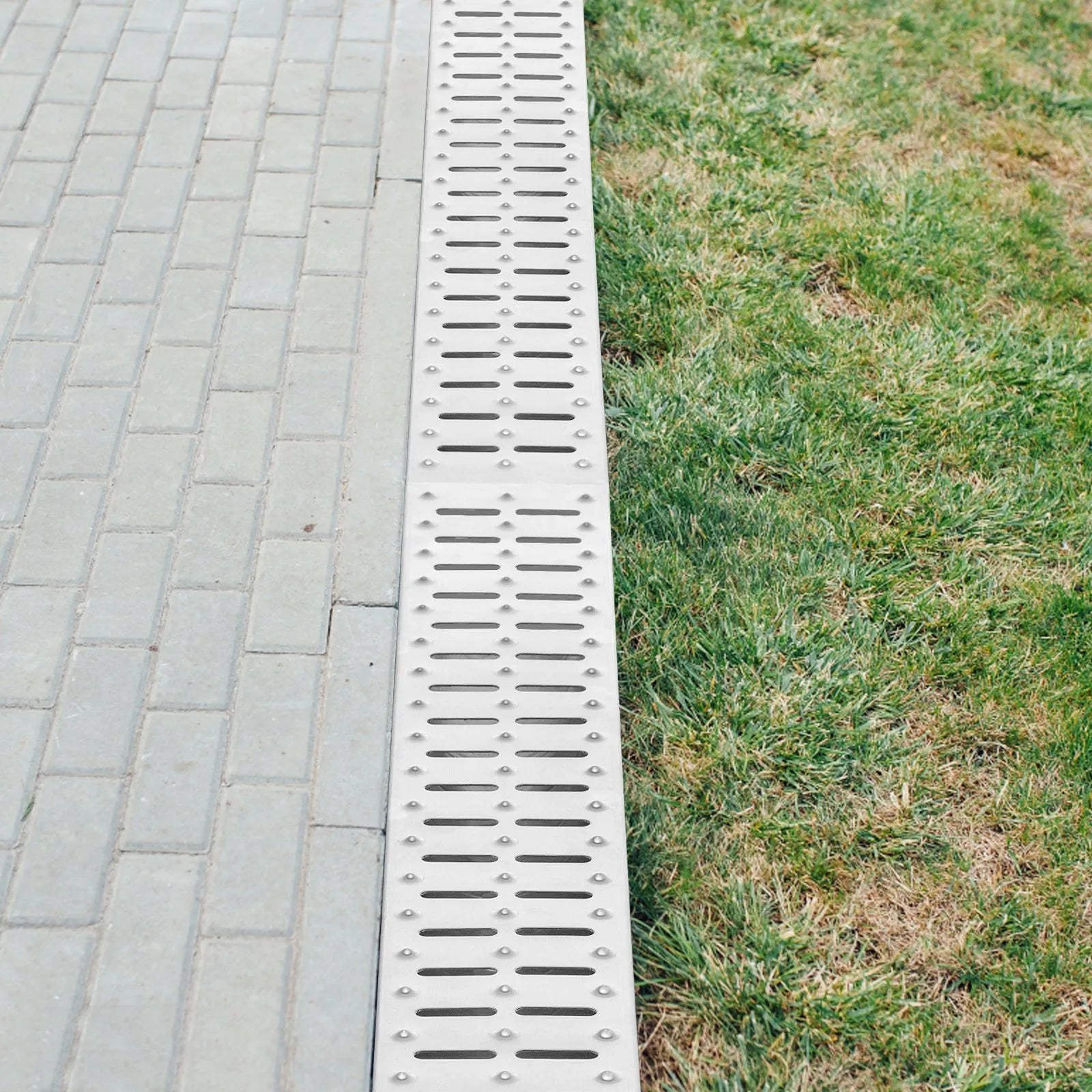 VEVOR Trench Drain System, Channel Drain with Metal Grate, 5.8x3.1-Inch HDPE Drainage Trench, Black Plastic Garage Floor Drain, 5x39