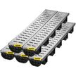VEVOR Trench Drain System, Channel Drain with Metal Grate, 5.8x3.1-Inch HDPE Drainage Trench, Black Plastic Garage Floor Drain, 5x39