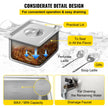 VEVOR 110V Commercial Food Warmer 6x1/6GN, 6-Pan Stainless Steel Bain Marie 12.6 Qt Capacity,1500W Steam Table 15cm/6inch Deep,Temp. Control 86-185, Electric Soup Warmer w/Lids & 2 Ladles