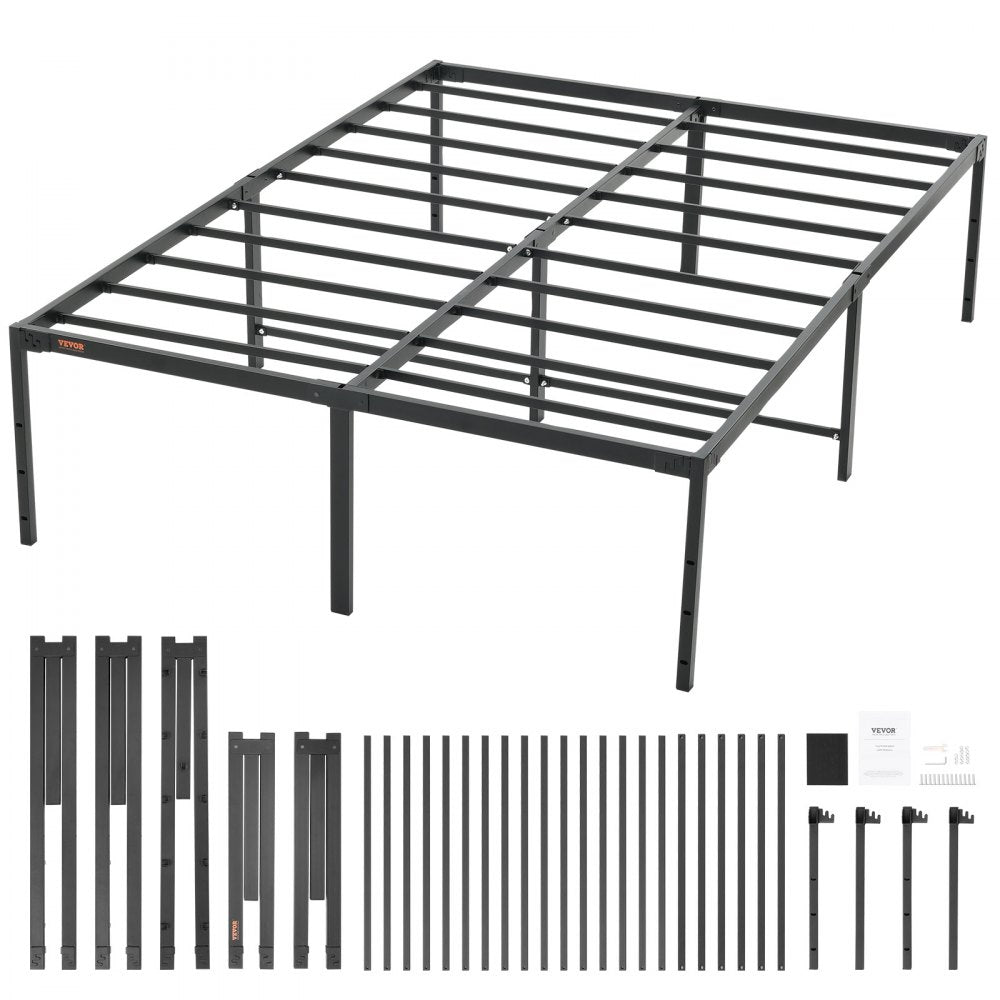 VEVOR 18 Inch Full Metal Bed Frame Platform, No Box Spring Needed, 1500 lbs Loading Capacity Embedded Heavy Duty Mattress Foundation with Steel Slat Support, Easy Assembly, Noise Free