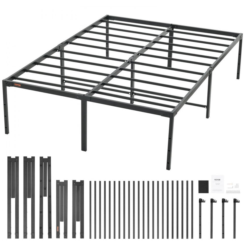 VEVOR 18 Inch Full Metal Bed Frame Platform, No Box Spring Needed, 1500 lbs Loading Capacity Embedded Heavy Duty Mattress Foundation with Steel Slat Support, Easy Assembly, Noise Free