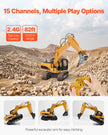 VEVOR Remote Control Excavator Toy 15 Channel 1:14 Scale RC Excavator Digger