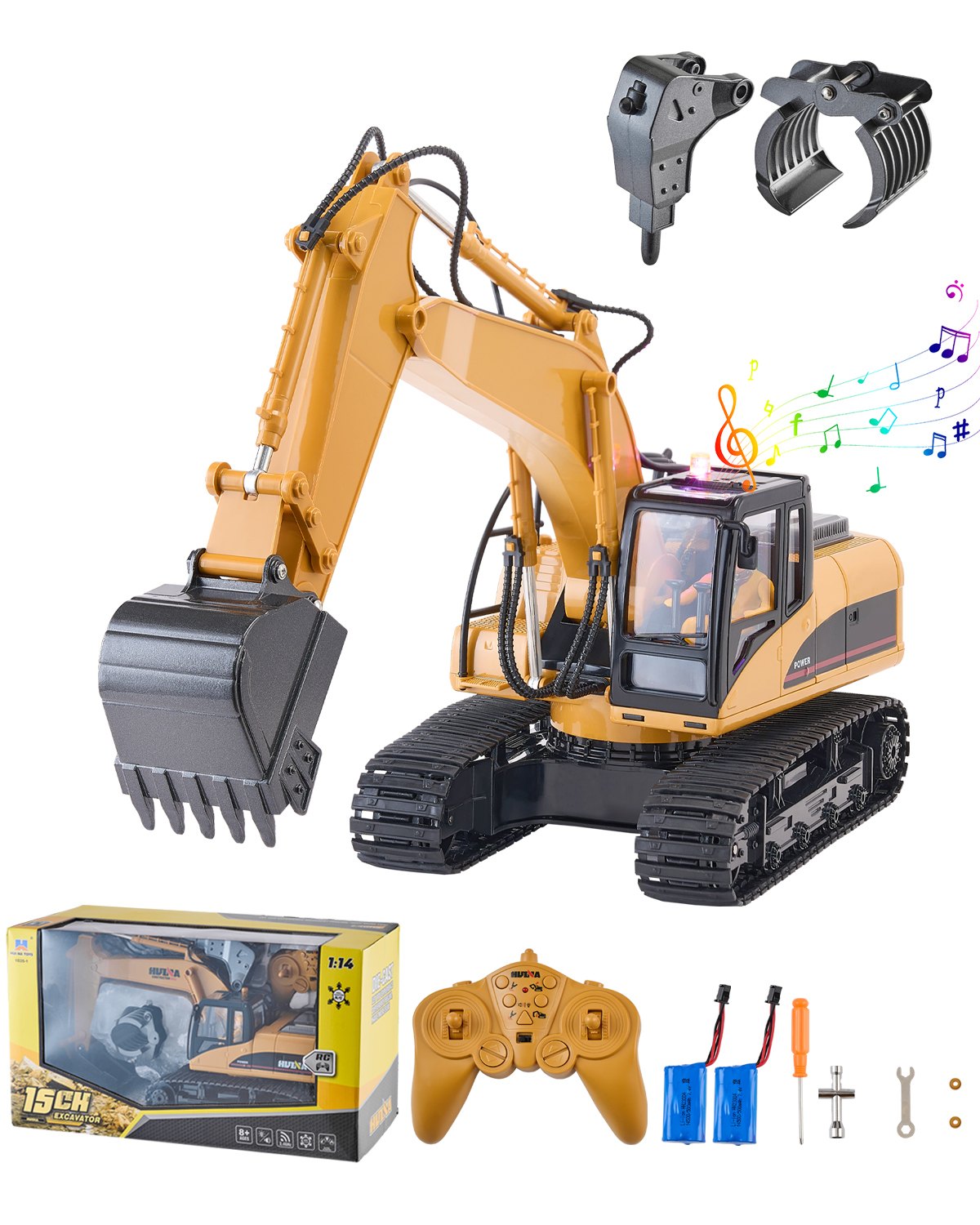VEVOR Remote Control Excavator Toy 15 Channel 1:14 Scale RC Excavator Digger