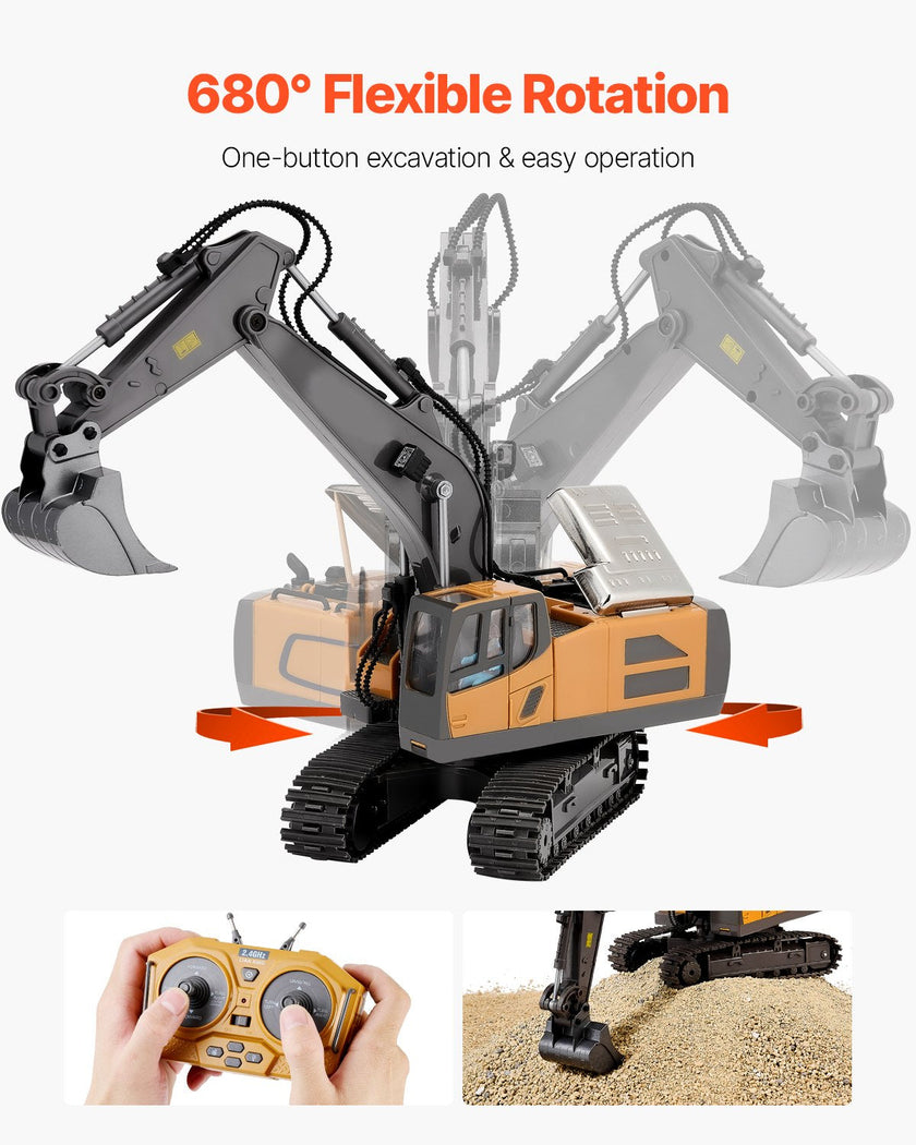 VEVOR Remote Control Excavator Toy 11 Channel 1:20 Scale RC Excavator Digger