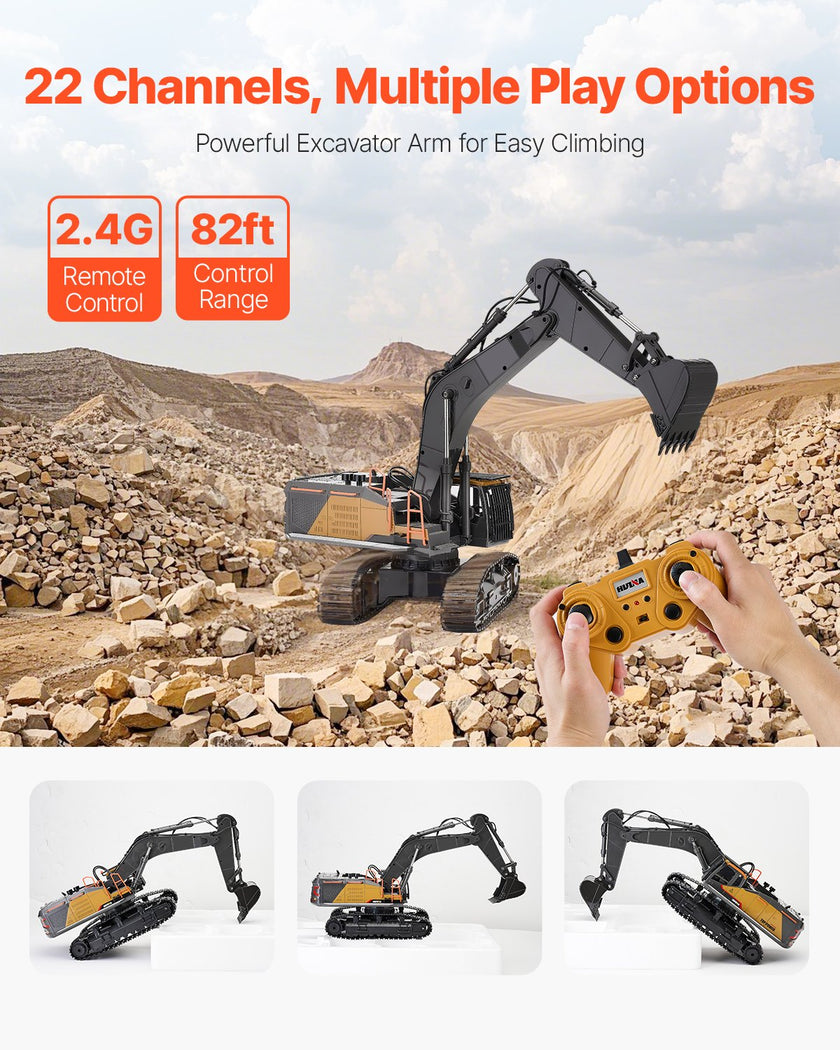 VEVOR Remote Control Excavator Toy 22 Channel 1:14 Scale RC Excavator Digger