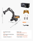 VEVOR Remote Control Excavator Toy 22 Channel 1:14 Scale RC Excavator Digger