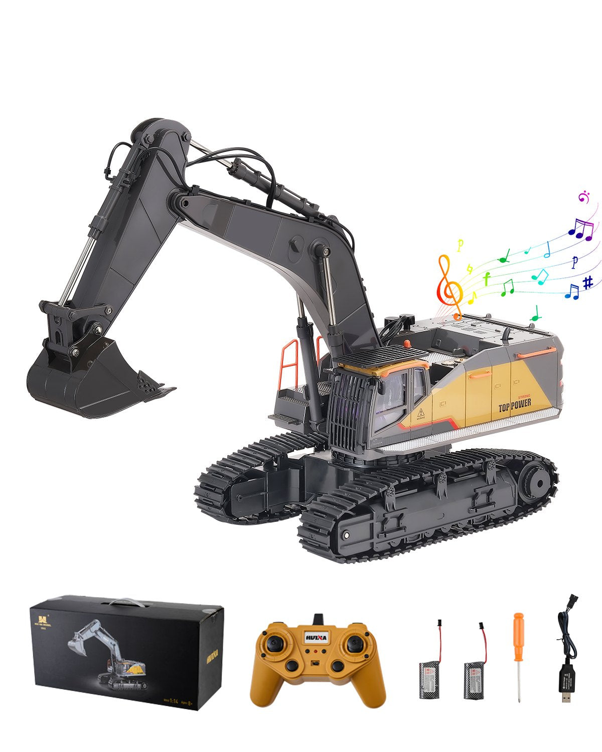 VEVOR Remote Control Excavator Toy 22 Channel 1:14 Scale RC Excavator Digger