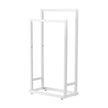 VEVOR Towel Rack 2 Bars Metal Outdoor Towel Holder for Pool Bathroom Spa White