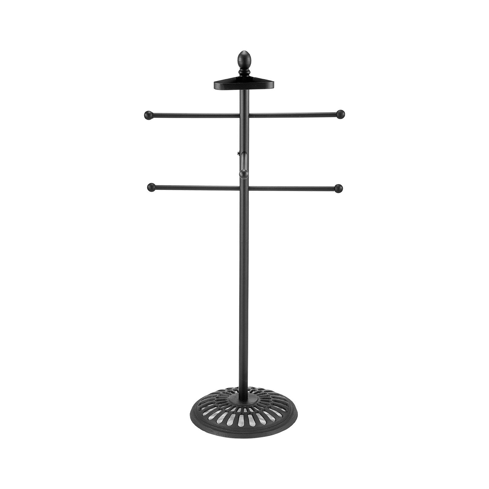 VEVOR Towel Rack 3-Bar Outdoor Towel Holder with Metal Base Pool Bath Spa Black