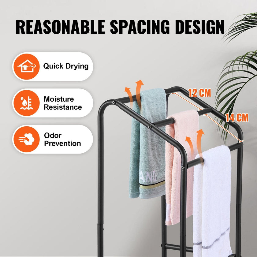 VEVOR Towel Rack 3 Bars Outdoor Towel Holder with Bottom Storage for Pool Spa