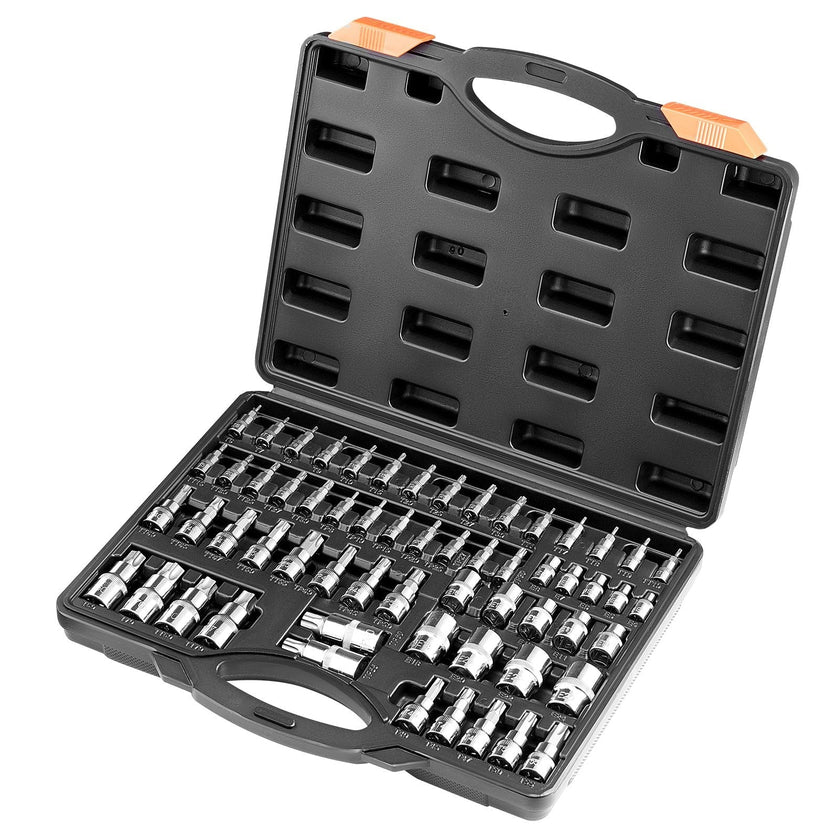 Torx Bit Socket and External Torx Socket Set 60-Piece S2 Alloy Steel Cr-V Steel