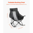 Rocking Camping Chair, Portable Folding Rocker Chair with Side Pocket, Heavy-Duty Outdoor Lawn Chair, Supports 225 lbs, Black & Gray
