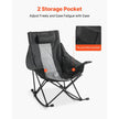 Rocking Camping Chair, Portable Folding Rocker Chair with Side Pocket, Heavy-Duty Outdoor Lawn Chair, Supports 225 lbs, Black & Gray