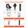 Rocking Camping Chair, Portable Folding Rocker Chair with Side Pocket, Heavy-Duty Outdoor Lawn Chair, Supports 225 lbs, Black & Gray