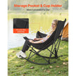 Rocking Camping Chair, Portable Folding Rocker Chair with Side Pocket, Heavy-Duty Outdoor Lawn Chair, Supports 225 lbs, Black & Gray