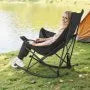 Rocking Camping Chair, Portable Folding Rocker Chair with Side Pocket, Heavy-Duty Outdoor Lawn Chair, Supports 225 lbs, Black & Gray