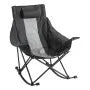 Rocking Camping Chair, Portable Folding Rocker Chair with Side Pocket, Heavy-Duty Outdoor Lawn Chair, Supports 225 lbs, Black & Gray