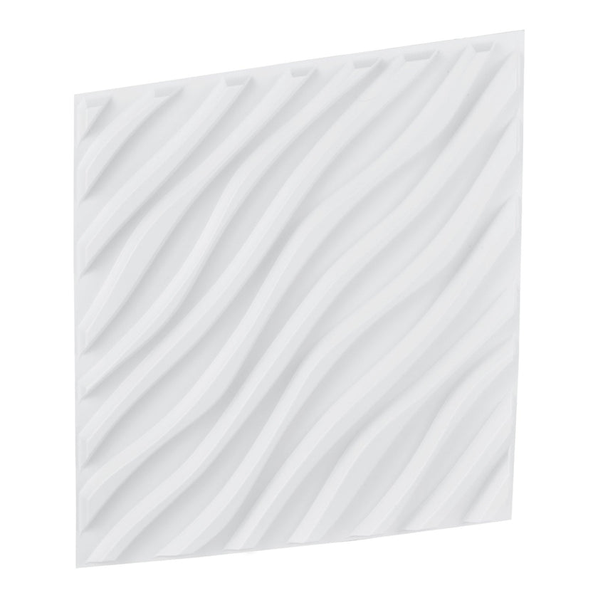 VEVOR 3D Wall Panels 12-Pack 19.7x19.7'' PVC 32 Sq.Ft Coverage Wave Matte White