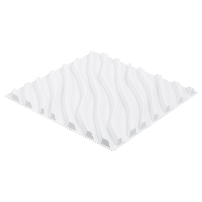 VEVOR 3D Wall Panels 12-Pack 19.7x19.7'' PVC 32 Sq.Ft Coverage Wave Matte White