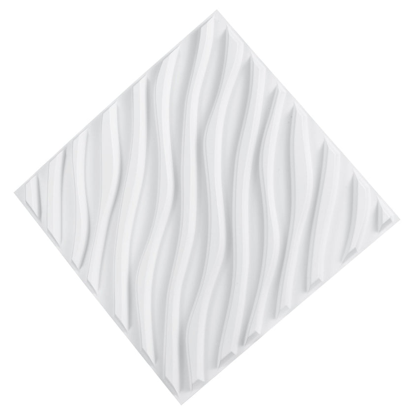 VEVOR 3D Wall Panels 12-Pack 19.7x19.7'' PVC 32 Sq.Ft Coverage Wave Matte White