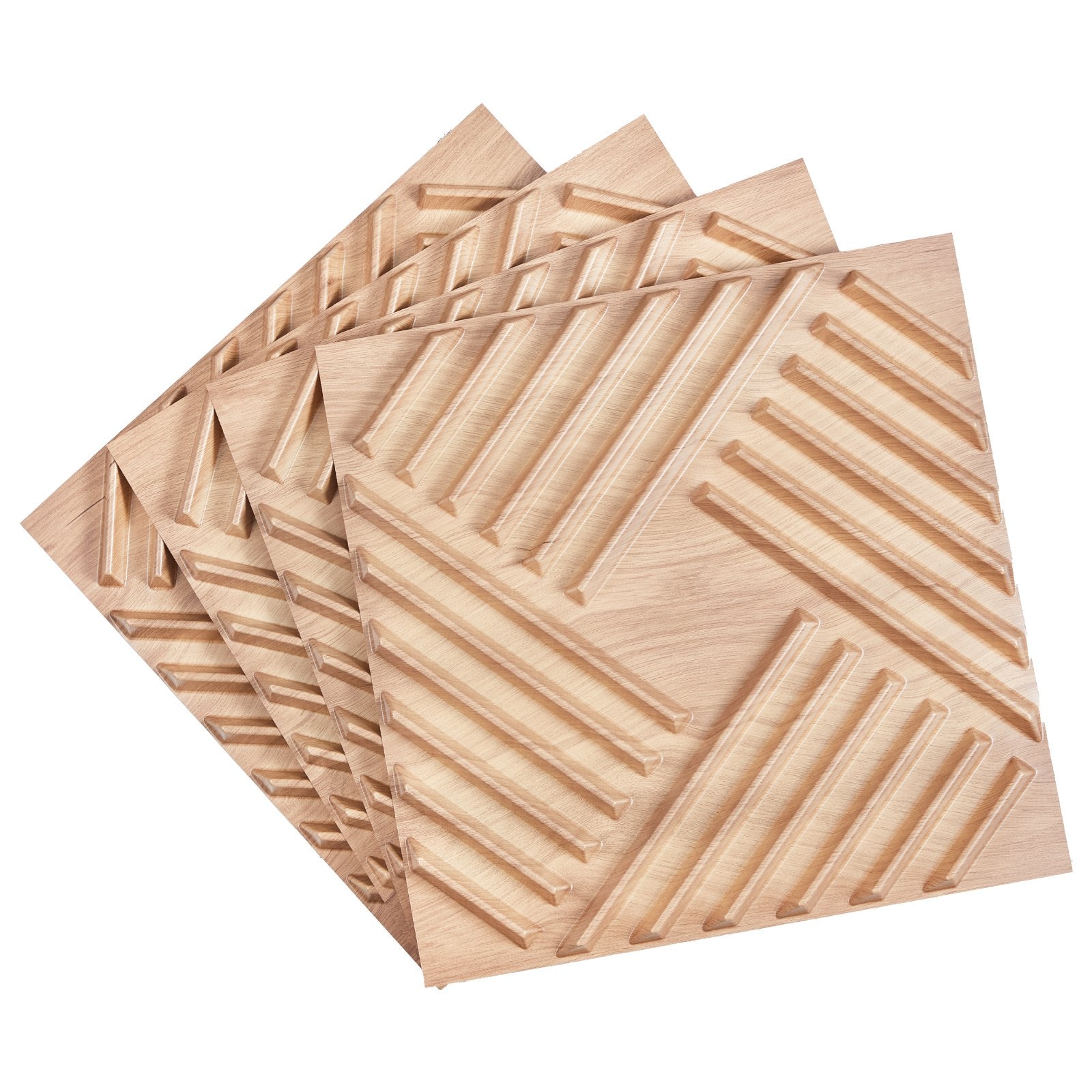 VEVOR 3D Slat Wall Panels 12-Pack 19.7x19.7'' PVC 32 Sq.Ft Coverage Light Wood