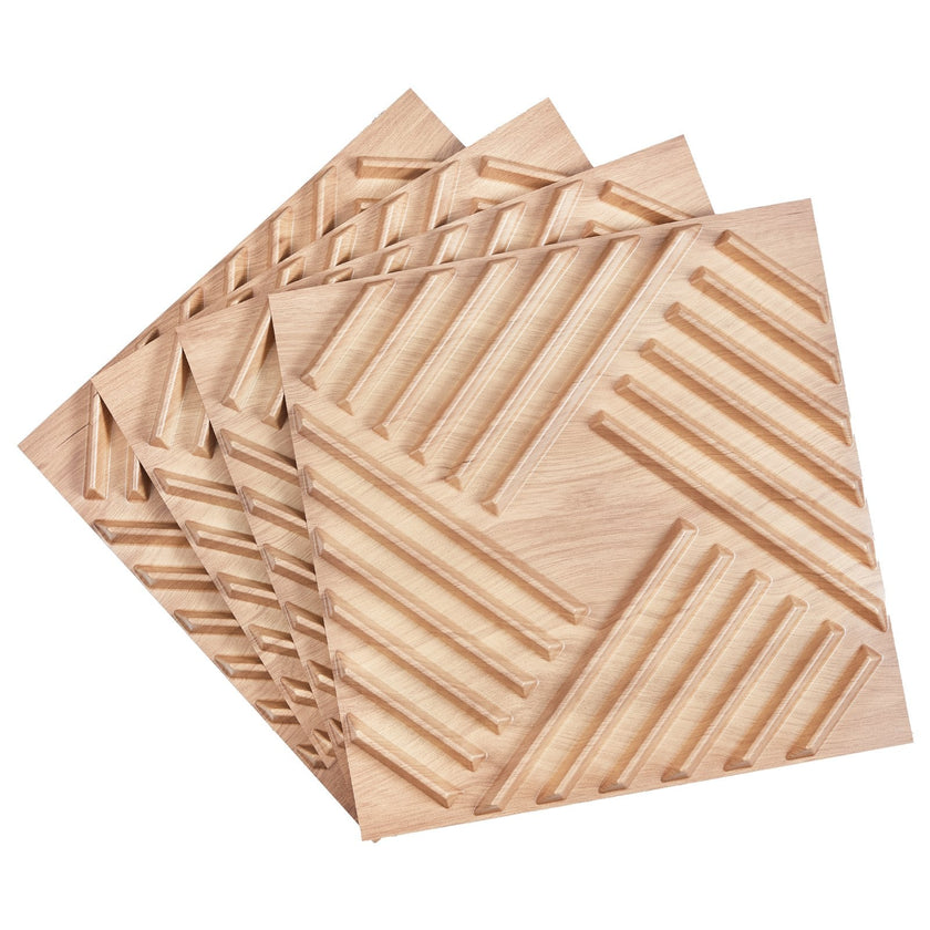 VEVOR 3D Slat Wall Panels 12-Pack 19.7x19.7'' PVC 32 Sq.Ft Coverage Light Wood