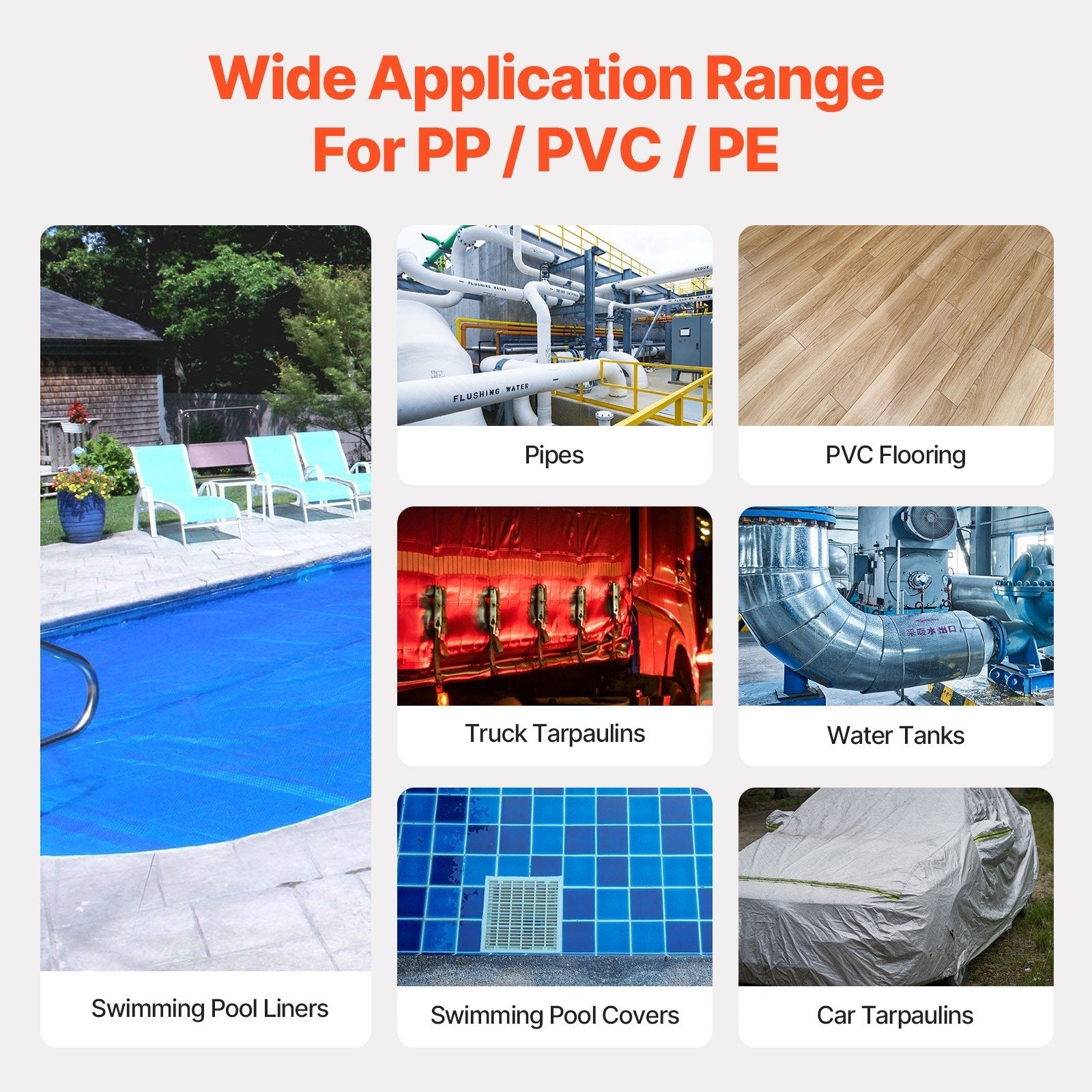 VEVOR Hot Air Plastic Welder 1600W PVC TPO Vinyl Heat Gun Torch & 9 Accessories