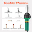 VEVOR Hot Air Plastic Welder 1600W PVC TPO Vinyl Heat Gun Torch & 9 Accessories