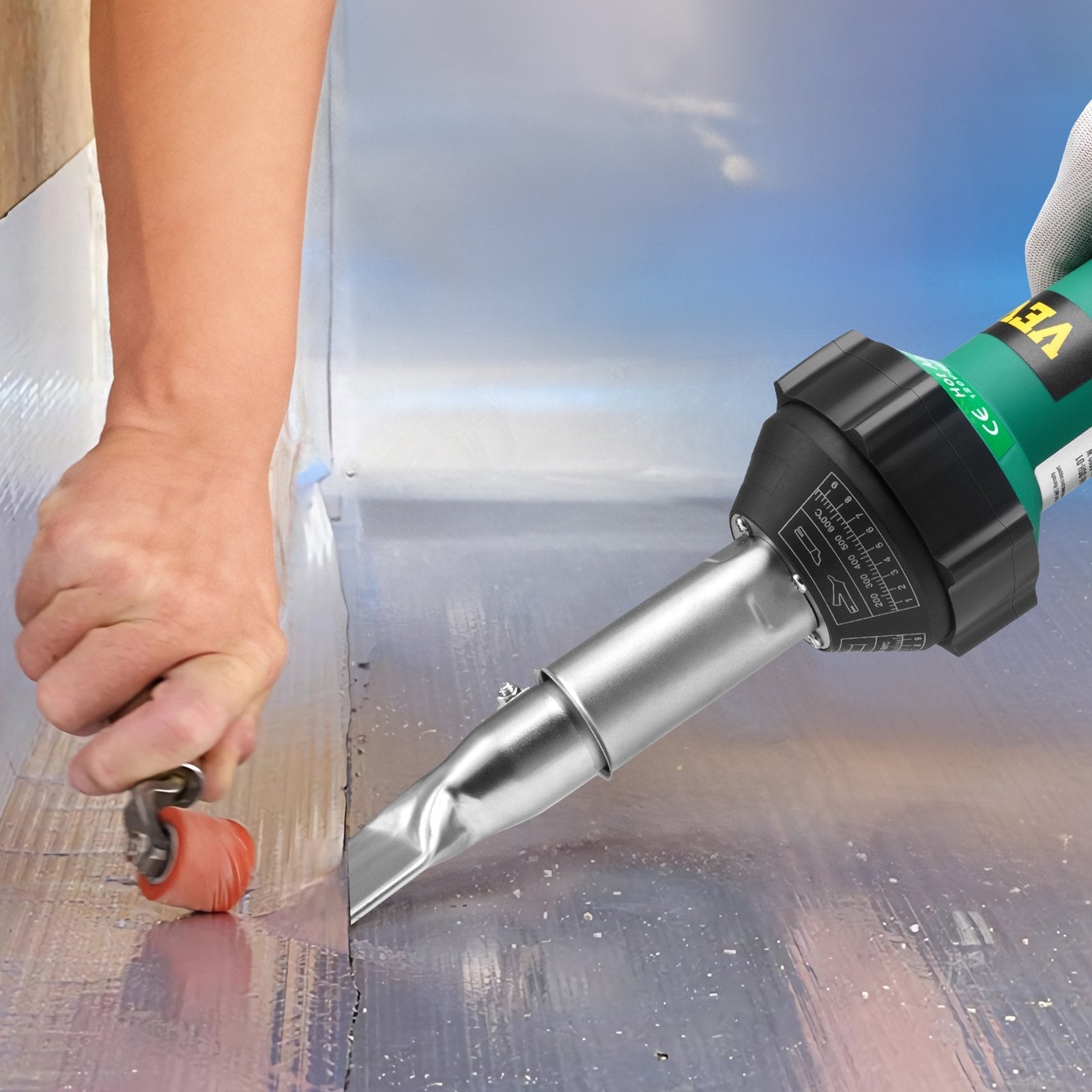 VEVOR Hot Air Plastic Welder 1600W PVC TPO Vinyl Heat Gun Torch & 9 Accessories