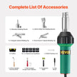 VEVOR Hot Air Plastic Welder 1600W PVC TPO Vinyl Heat Gun Torch & 11 Accessories