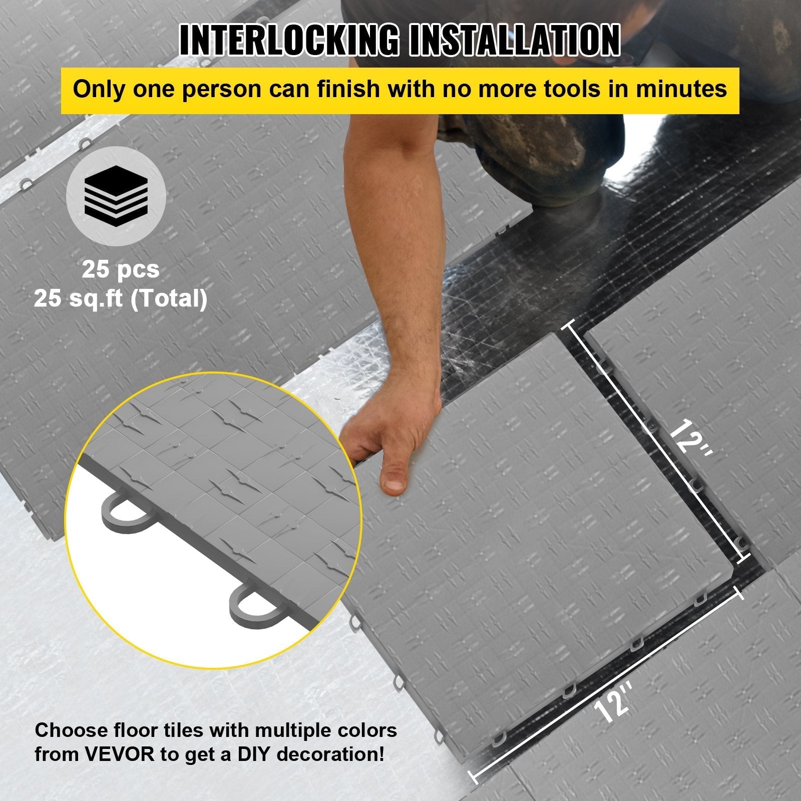 VEVOR Garage Tiles Interlocking Garage Flooring Tiles 12x12