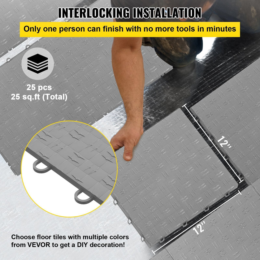 VEVOR Garage Tiles Interlocking Garage Flooring Tiles 12x12