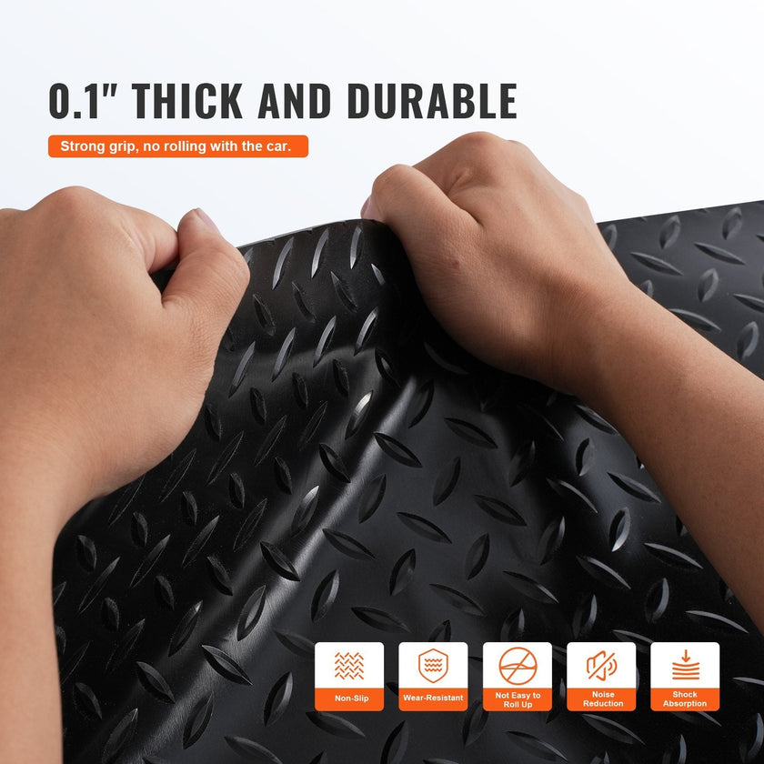 VEVOR Garage Floor Mats 2 Rolls 14.7 x 3.6 Ft Garage Mat 2.5mm Thickness Black Garage Flooring PVC Garage Mats for Under Car