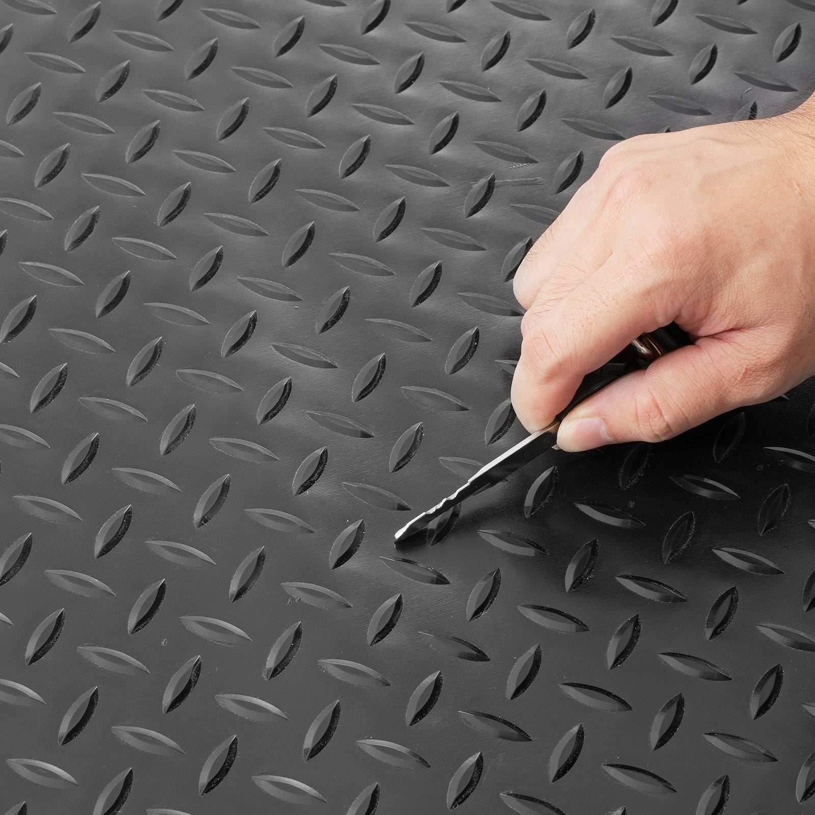 VEVOR Garage Floor Mats 2 Rolls 14.7 x 3.6 Ft Garage Mat 2.5mm Thickness Black Garage Flooring PVC Garage Mats for Under Car