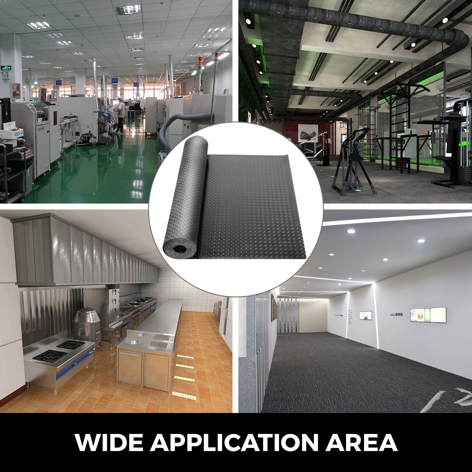 VEVOR Garage Floor Mats 2 Rolls 17 x 3.6 Ft Garage Mat 2.5mm Thickness Black Garage Flooring PVC Garage Mats for Under Car