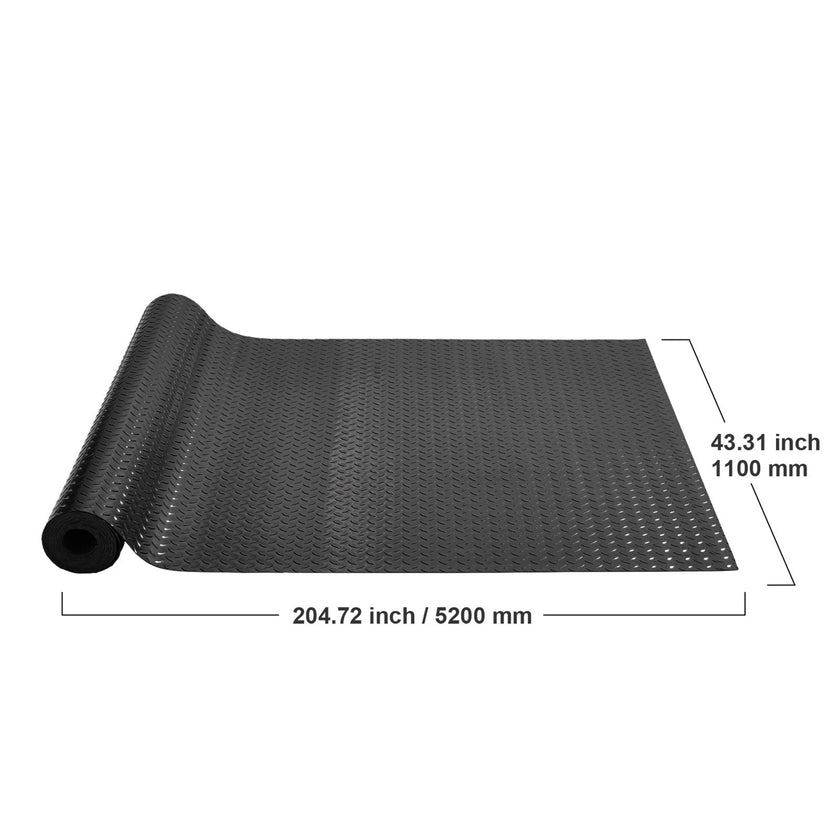 VEVOR Garage Floor Mats 2 Rolls 17 x 3.6 Ft Garage Mat 2.5mm Thickness Black Garage Flooring PVC Garage Mats for Under Car