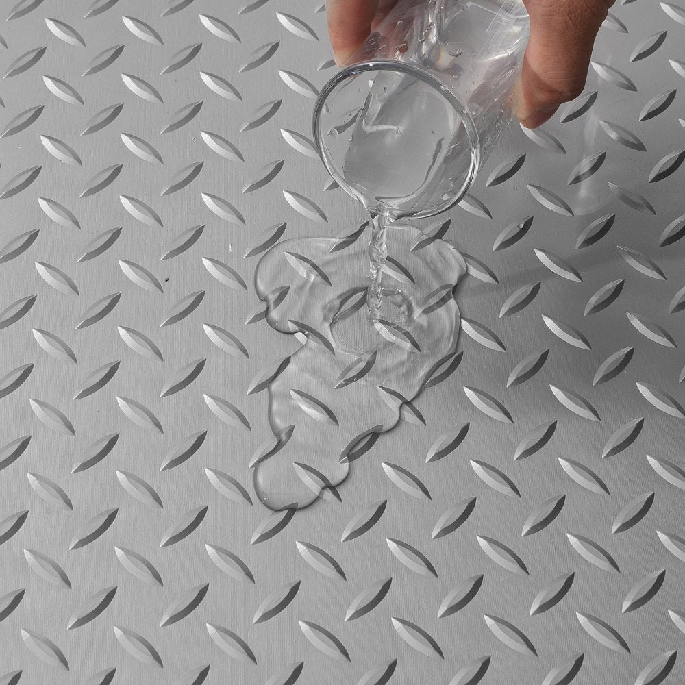 VEVOR Garage Floor Mat 3.9x6.56ft Vinyl Garage Flooring Roll Anti-Slide Diamond Texture Silver Garage Mats for Under Car 25.6sqft Covering Space DIY PVC Garage Floor Mat for Gyms Boats Car Trailer
