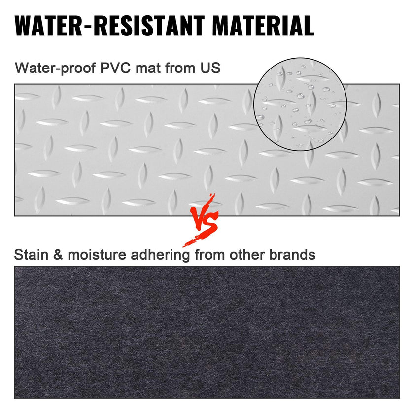 VEVOR Garage Floor Mat 4.9x13ft Vinyl Garage Flooring Roll Anti-Slide Diamond Texture Silver Garage Mats for Under Car 63.7sqft Covering Space DIY PVC Garage Floor Mat for Gyms Boats Car Trailer