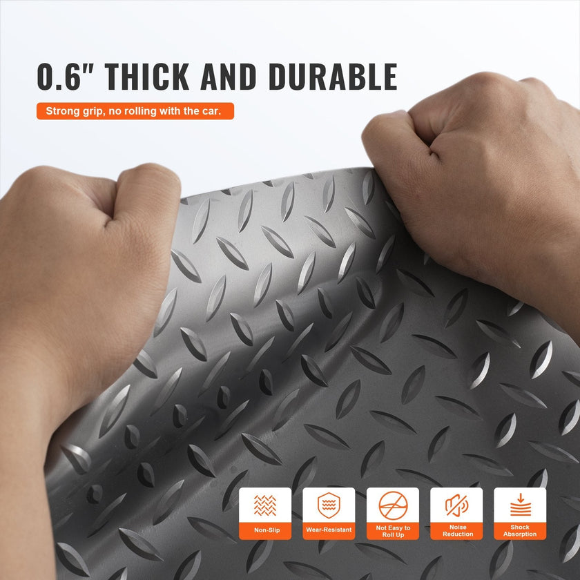 VEVOR Garage Floor Mat 4.9x19ft Vinyl Garage Flooring Roll Anti-Slide Diamond Texture Silver Garage Mats for Under Car 93 sqft Covering Space DIY PVC Garage Floor Mat for Gyms Boats Car Trailer