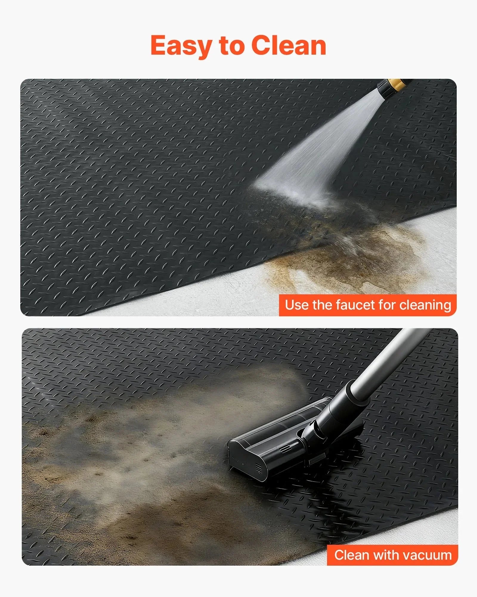 VEVOR Garage Floor Roll, 4 x 10 ft Garage Flooring Mat, 2.2 mm Thickened PVC Diamond Plate Floor Protector Mat with Double-sided Tape, Non-Slip, Easy to Clean for Warehouse, Gyms, Trailer, Black