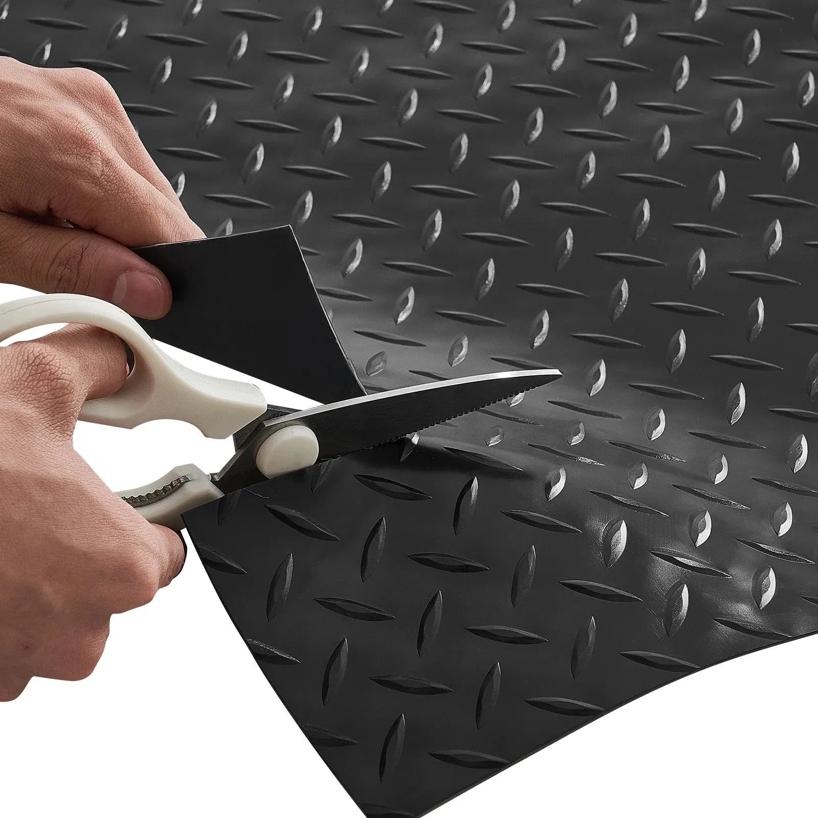 VEVOR Garage Floor Roll, 4 x 10 ft Garage Flooring Mat, 2.2 mm Thickened PVC Diamond Plate Floor Protector Mat with Double-sided Tape, Non-Slip, Easy to Clean for Warehouse, Gyms, Trailer, Black